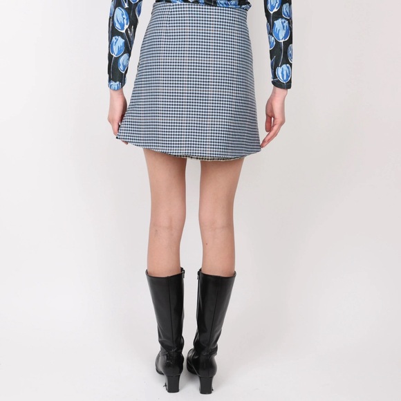 Brogger checkered mini skirt with hand buttons, large - Picture 3 of 16